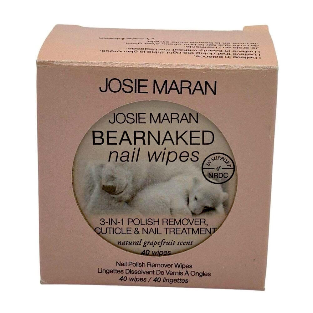 JOSIE MARAN BEARNAKED NAIL WIPES - 40 POLISH REMOVER Pads